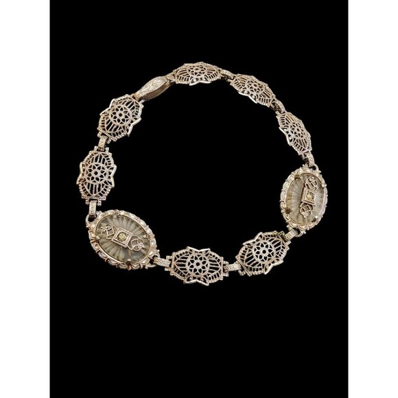 Spectacular Double Camphor Edwardian Filigree Bracelet (A4556)
